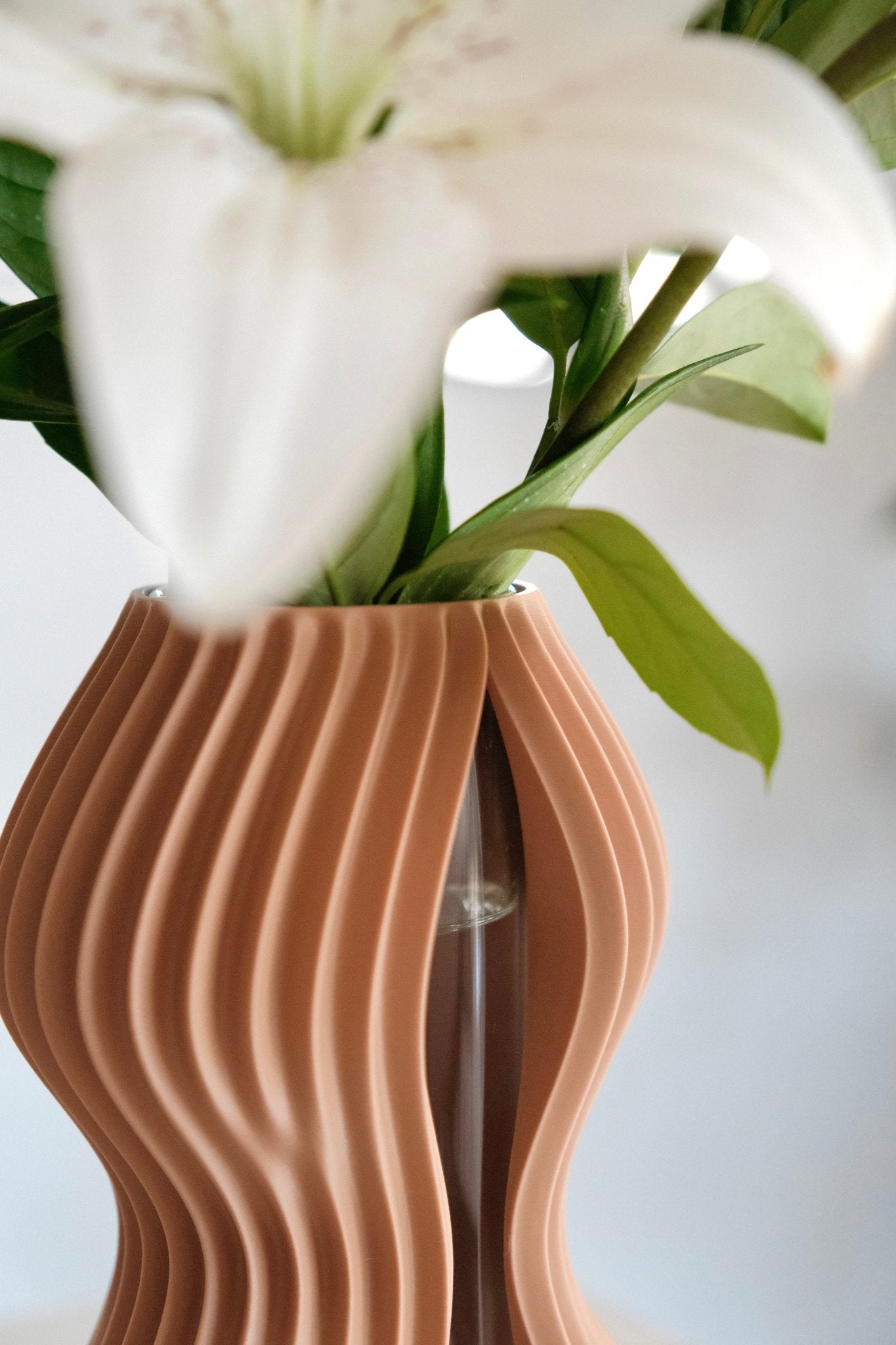 Serene Wavy Vase with Glass Insert Only | Eco - Friendly Homeware | Décor - Zoventi